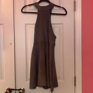 S, Grey, Velvet texture dress.